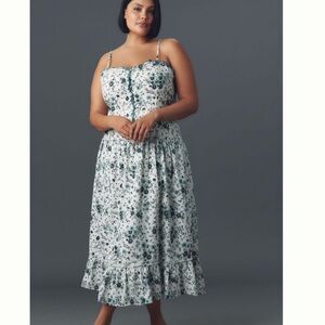 NWT Anthropologie Sleeveless Drop-Waist Floral Midi Dress S